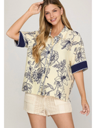Blue Porcelain Button Down Top
