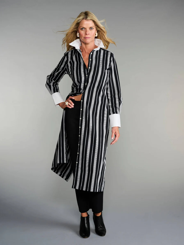 The Longest Shirt in Black + White Stripe