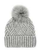 Knit Hat with Fox Fur Pompom