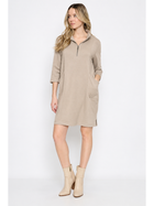 Weekend Quarter-Zip Dress in Almond