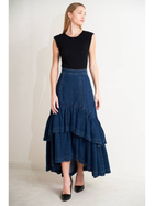 Prairie Belle Tiered Denim Skirt
