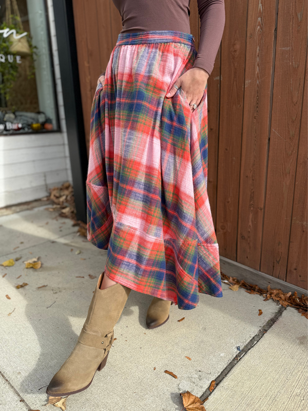 Ruhi Plaid Handkerchief Skirt