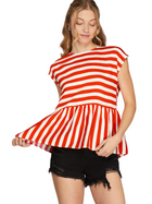 Stripe Top with Contrast Back Bow Detail