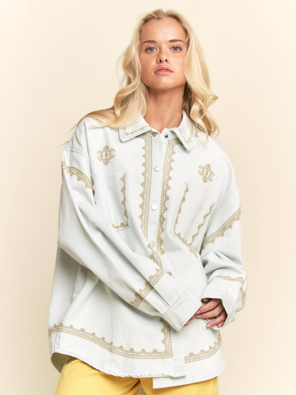 Golden Hour Embroidered Denim Shacket