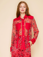 Firecracker Paisley Mesh Button-Up