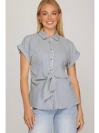 Harbor Stripe Tie Blouse