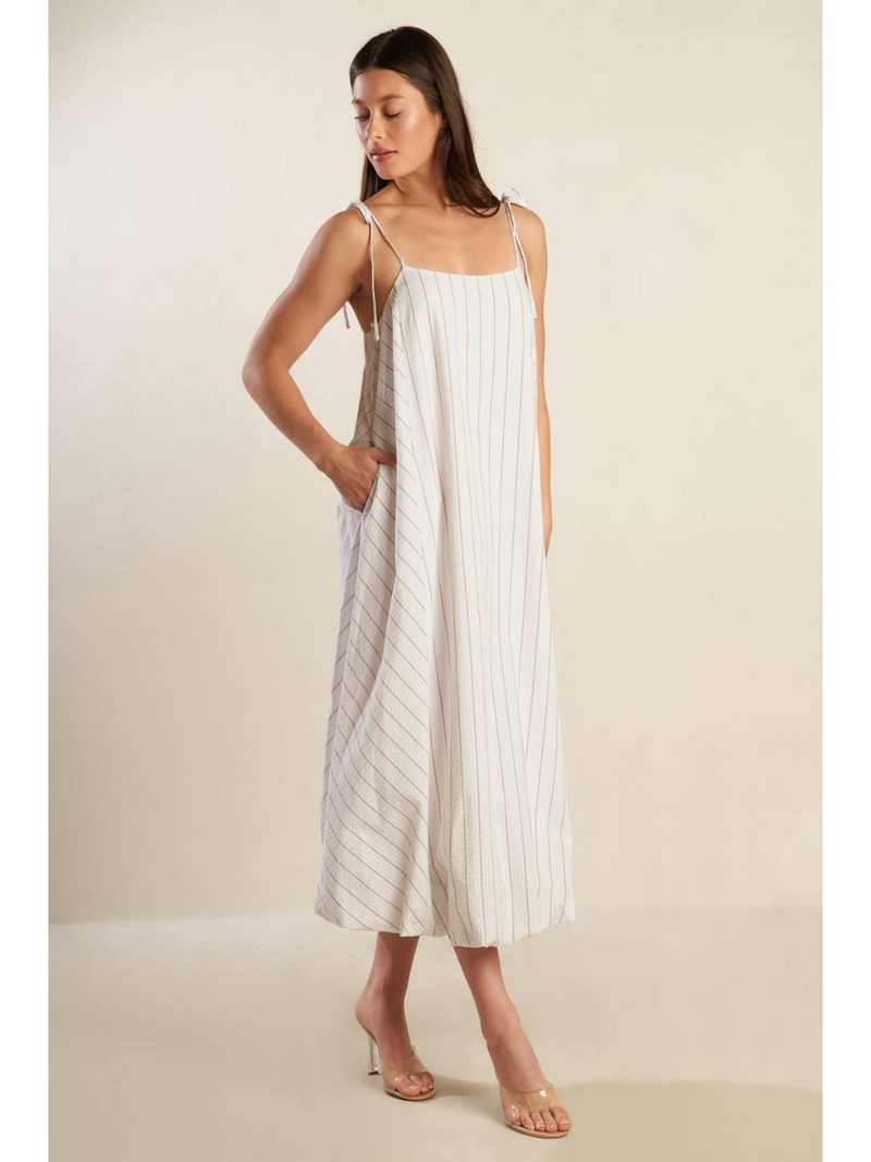 Striped Woven Midi Dress