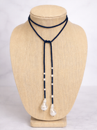 Long Lapis Lariat Necklace