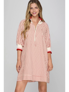 Cherry Stripe Sporty Shift Dress