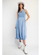 Sleeveless Rib Knit Mix Maxi Dress