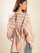 Blush Stripe Balloon Sleeve Blouse
