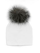 Baby Cotton Beanie w/Fox Pom