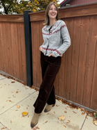 Fair Isle Scarlet Grey Cardigan