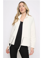Crystal Bow Peplum Zip-Up Jacket