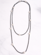 Long Hematite & Pearl Necklace