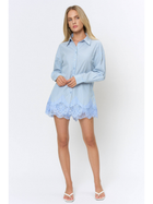Scalloped Lace Button down Shirt