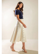 Timeless Elegance Button-Front Midi Skirt