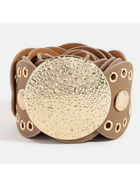 Oval Leather Disc Link Belt
