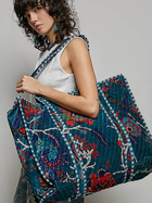 Botanical Velvet Quilted Tote Bag