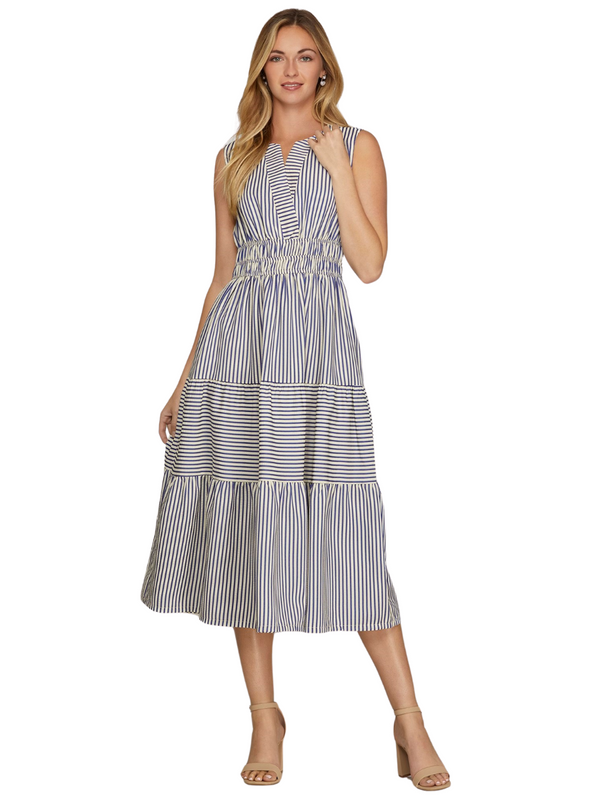 Sleeveless Mix Stripe Maxi Dress