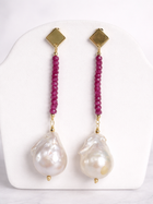 Dangle Beaded Earrings w/Baroque Pearl