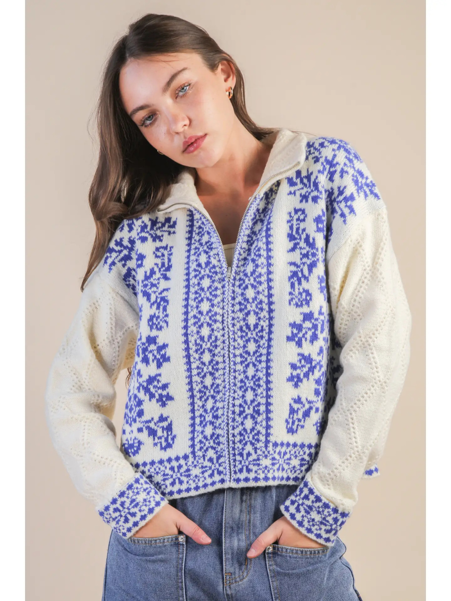 Nordic Charm Zip Cardigan – Grace & Joy Clothing Co.