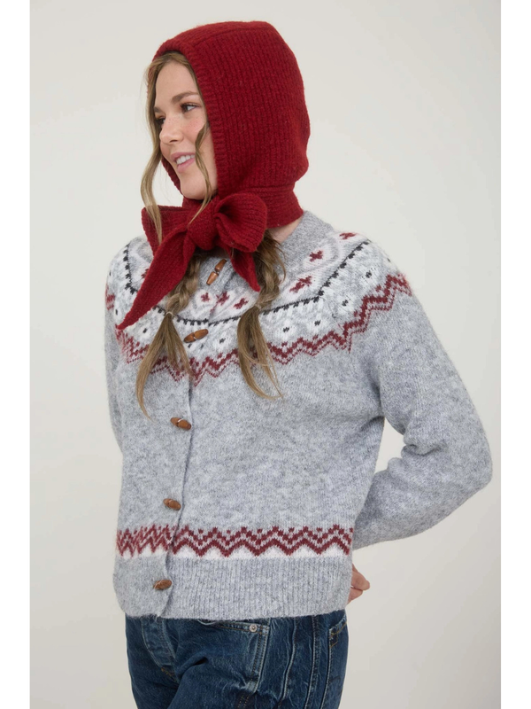 Fair Isle Scarlet Grey Cardigan