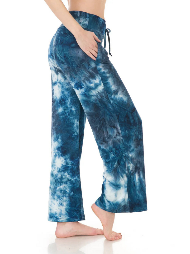 Buttery Soft Blue Multi  Pajama Pants with Drawstring