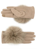 Woven Gloves with Fox Fur Trim