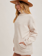 Mock Neck Ribbed Knit Tunic Sweater