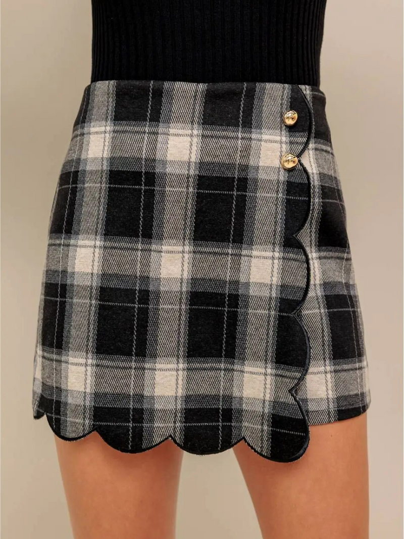 Chloe Scallop Plaid Skort