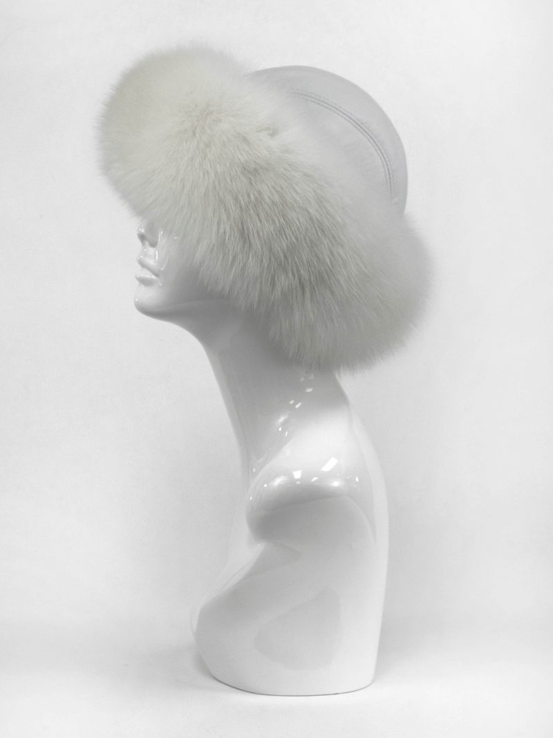 Fox Fur Hat w/Leather Top
