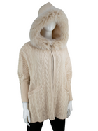 Luxe Cable Knit Fox Fur Hooded Jacket