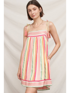 Pink Melon Striped Mini Dress