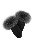 Leather Mittens with Fur Trim