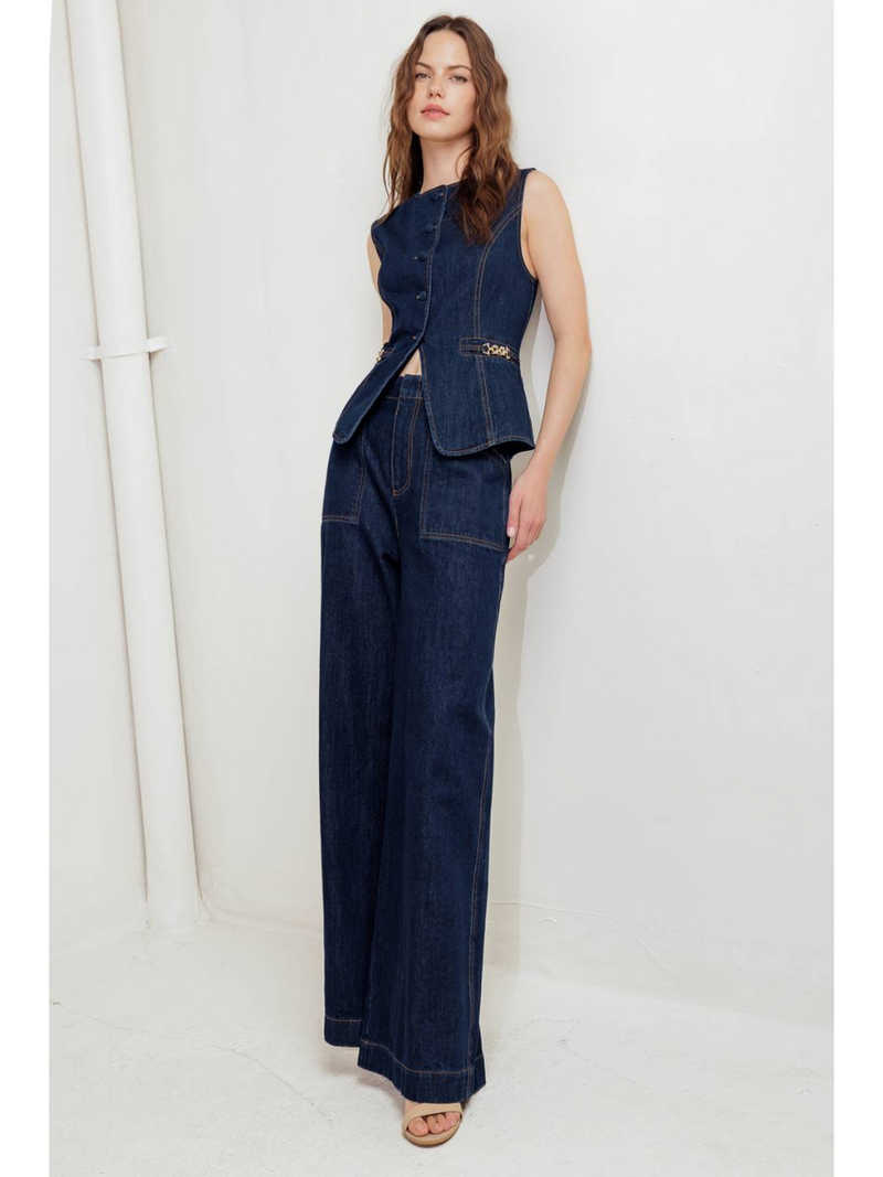 Studio Wide-Leg Denim Trouser