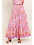 Desert Bloom Pink Tiered Maxi Skirt
