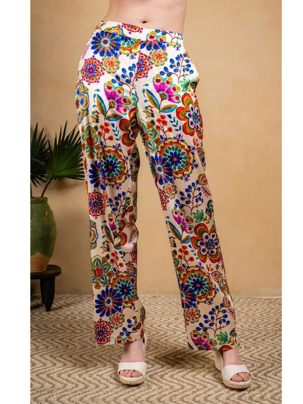 Retro Floral Satin Pant