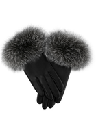Leather Gloves w/Fox Fur Trim