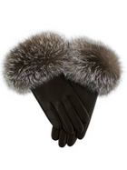 Leather Gloves with Fox Fur Trim