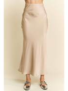 Champagne Bias Cut Midi Skirt