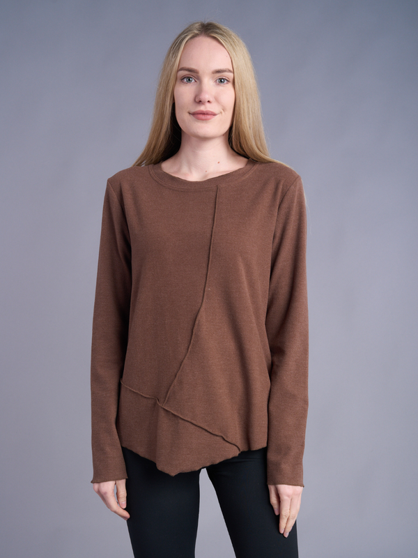 Solid Asymmetrical Stitch Detail Sweater