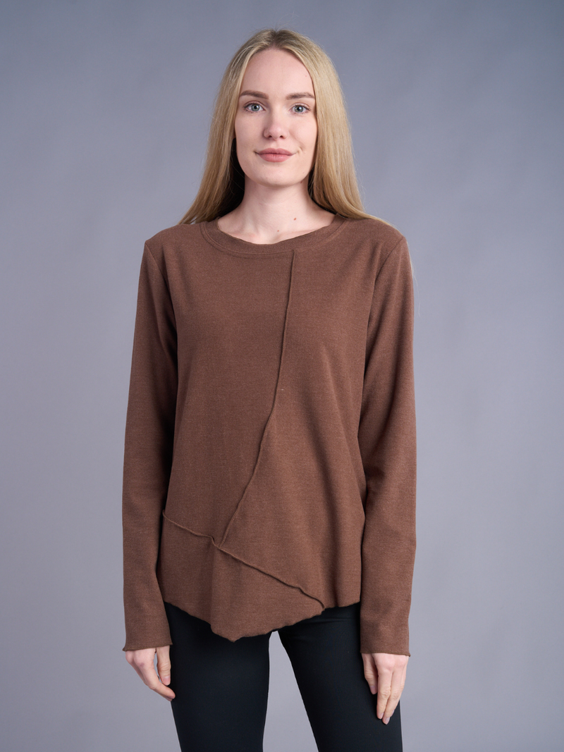 Solid Asymmetrical Stitch Detail Sweater