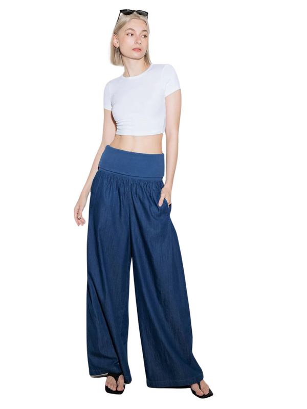 Wide Leg Pant w/Roll  Over  Band