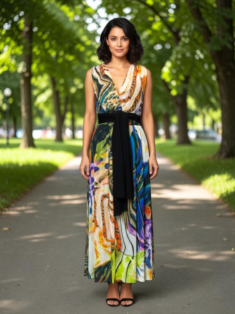 marble maxi dress Midnight Marble Wrap Maxi Dress M