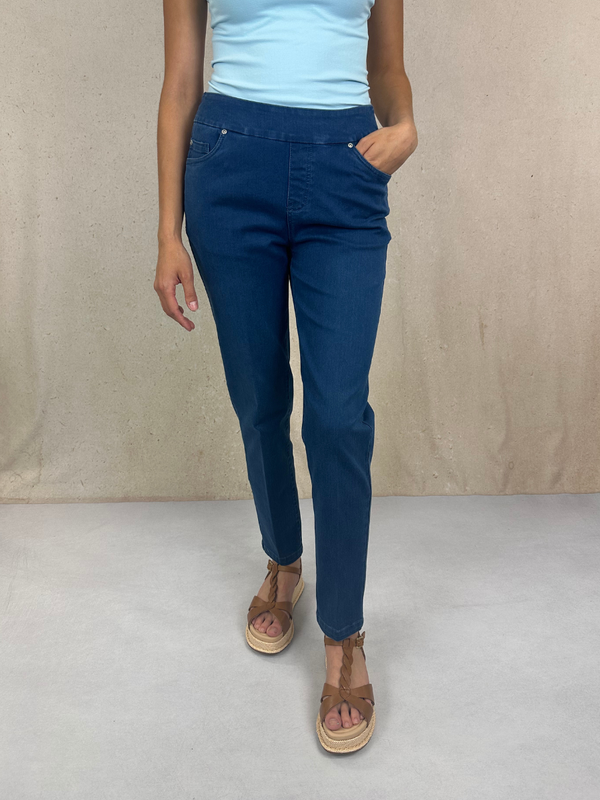 Denim Pull On Ankle Pant