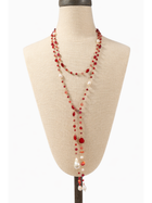 Mixed Pearls & Stones Lariat Necklace