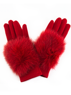 Woven Glove w/Fox Fur Trim
