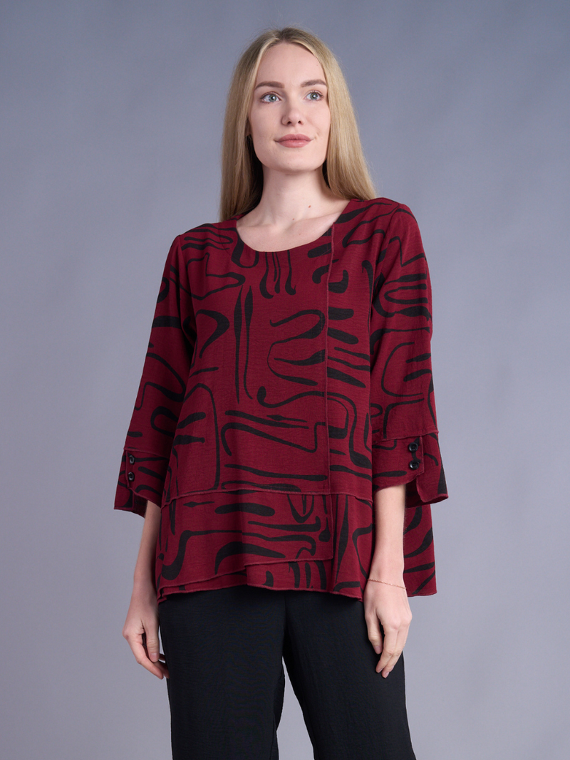 Merlot Maze Airflow Layered Top