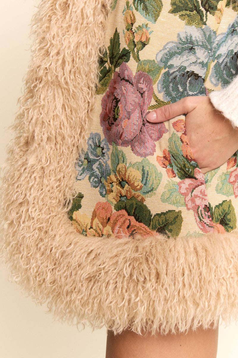 Garden Muse Jacquard Faux Fur Vest